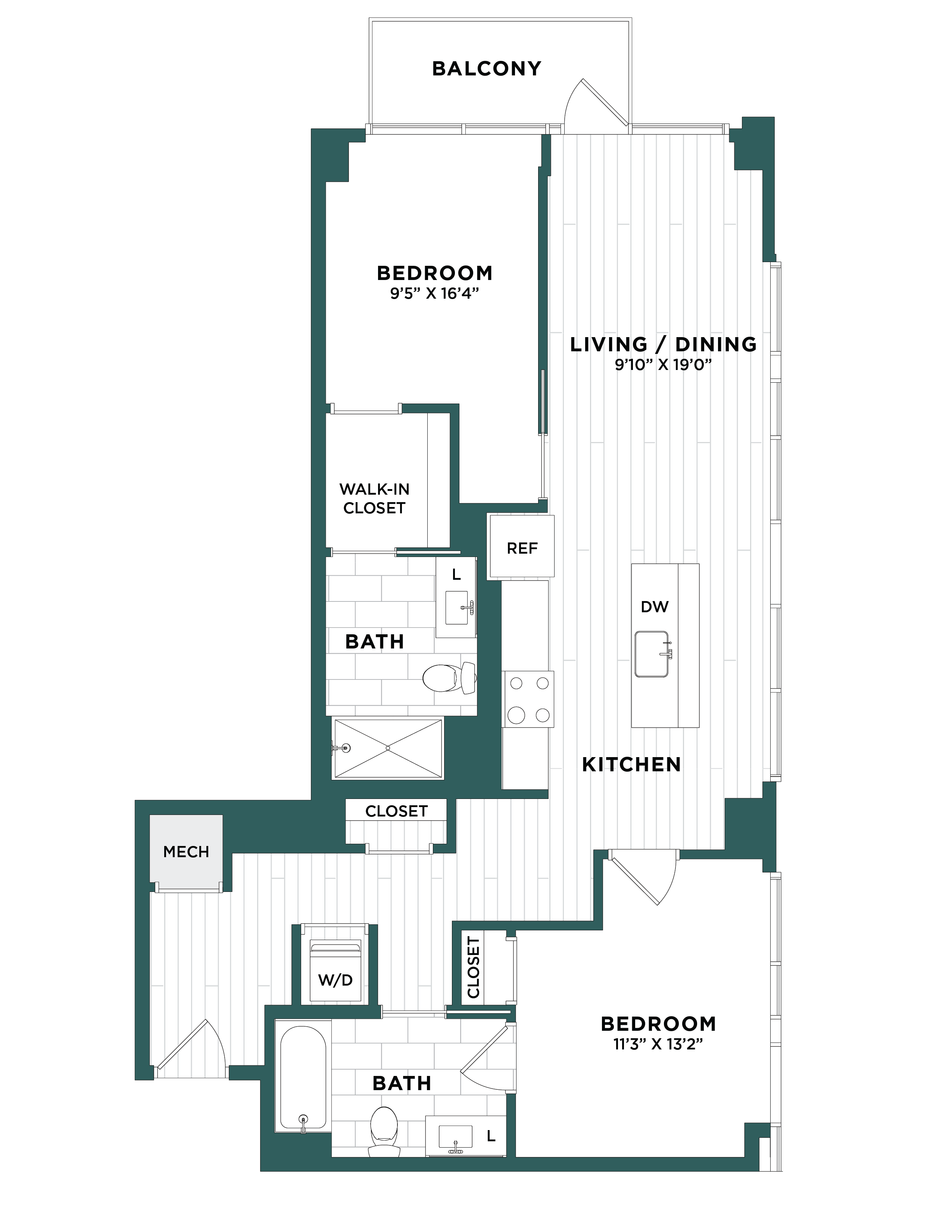 Apartment 2 Bed/2 Bath-F3 floorplan