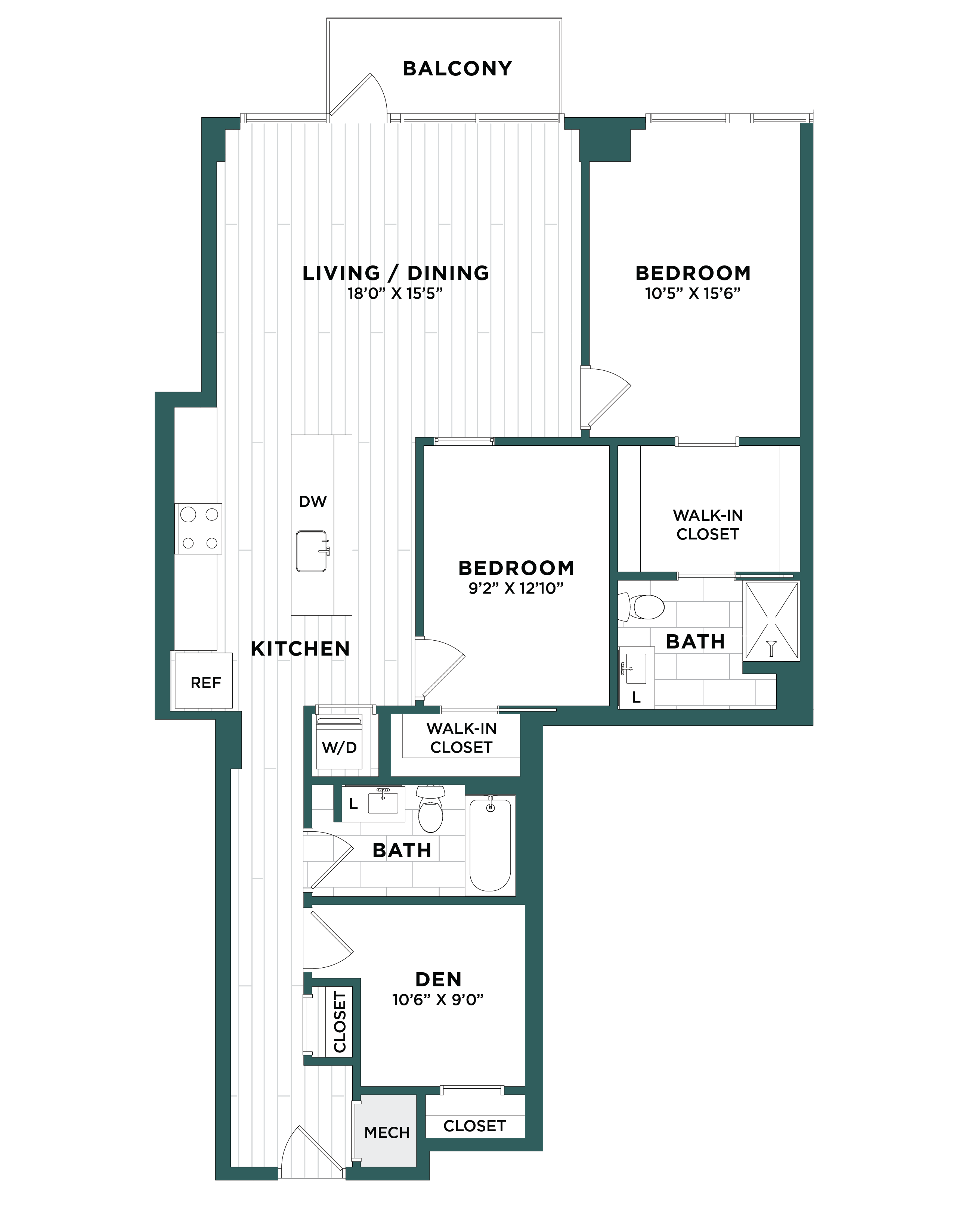 Apartment 2 Bed/2 Bath Den-F5 floorplan