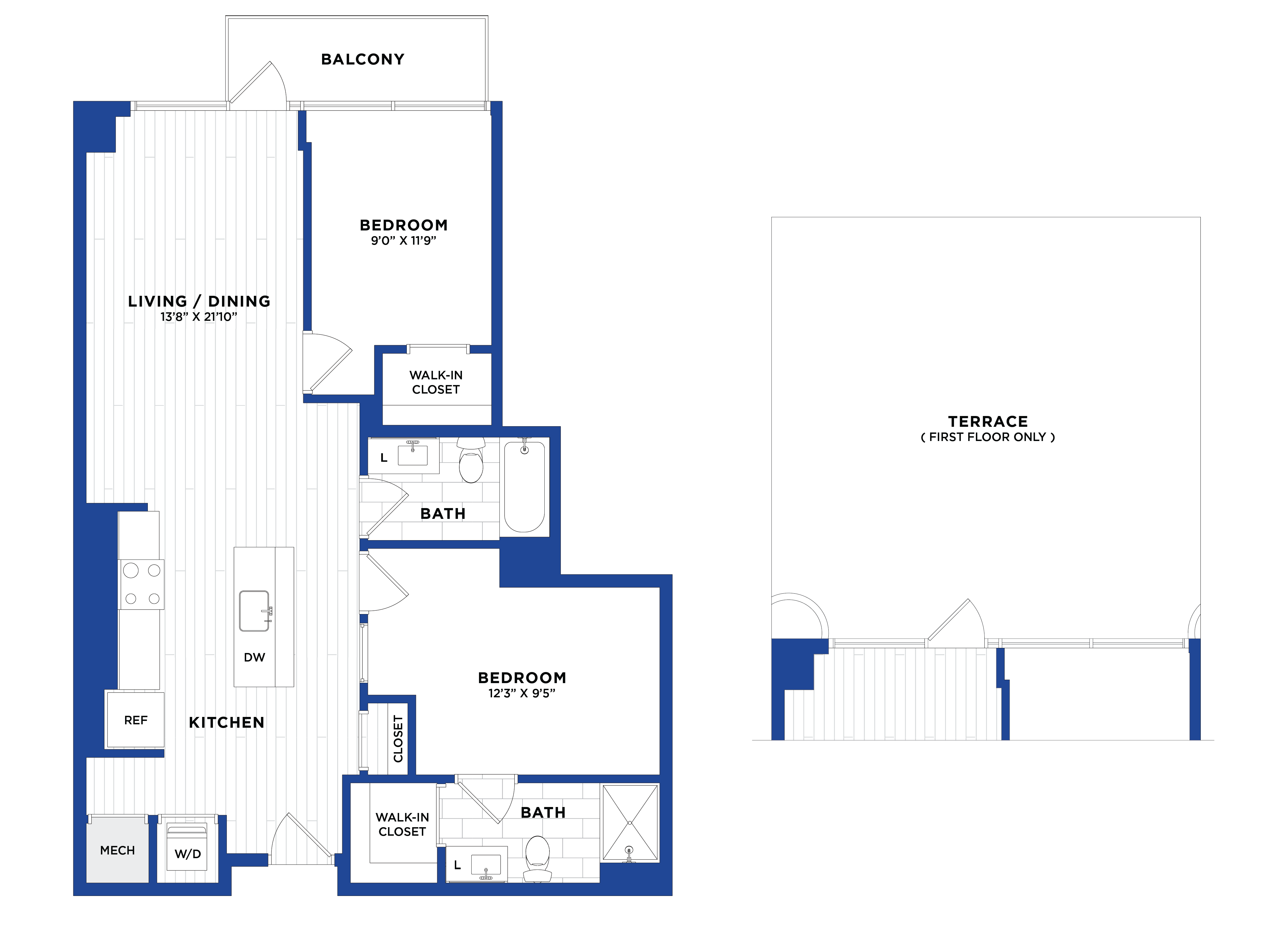 Apartment JR 2 Bed/2 Bath-P1 floorplan