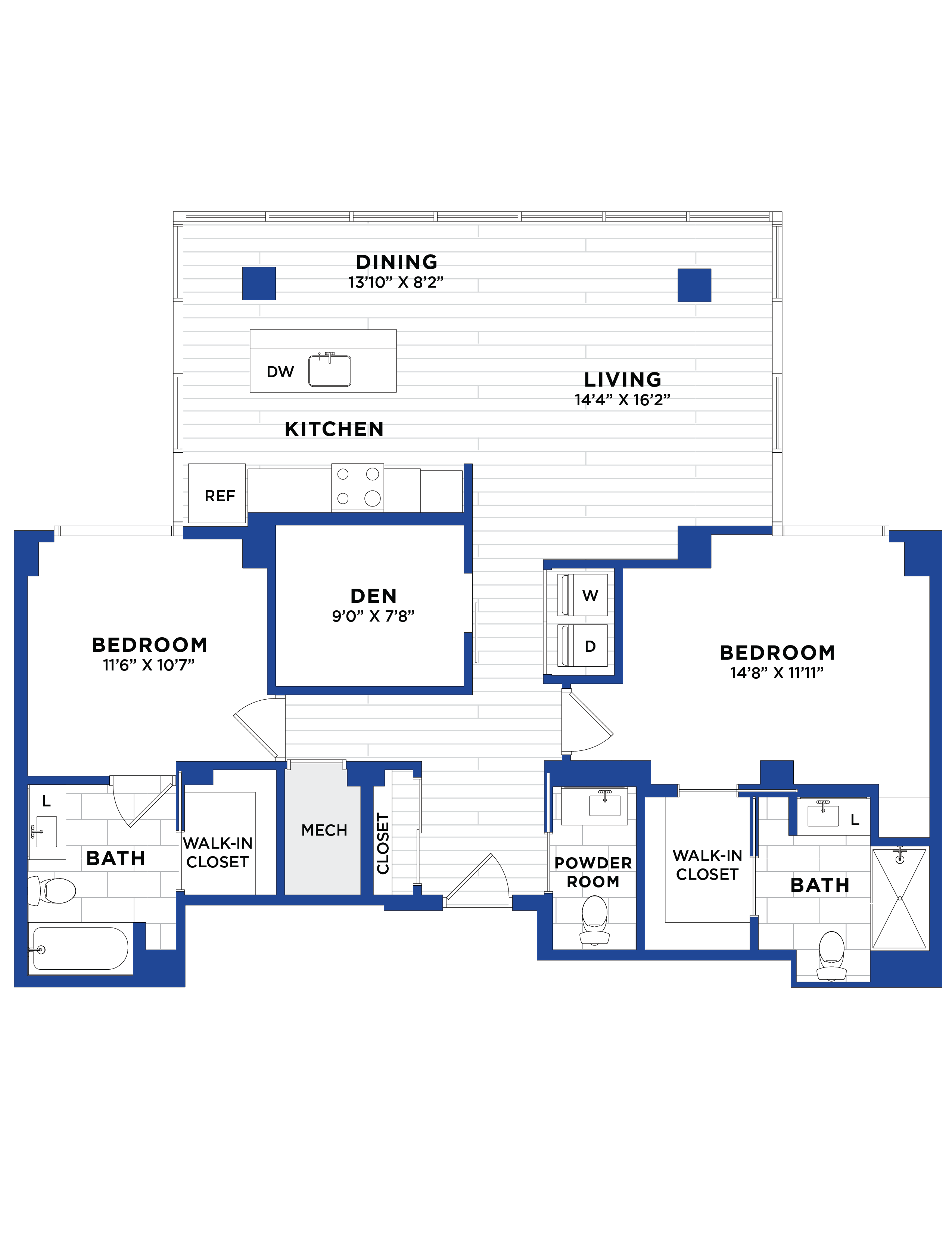 Apartment 2 Bed/2.5 Bath Den-P5 floorplan
