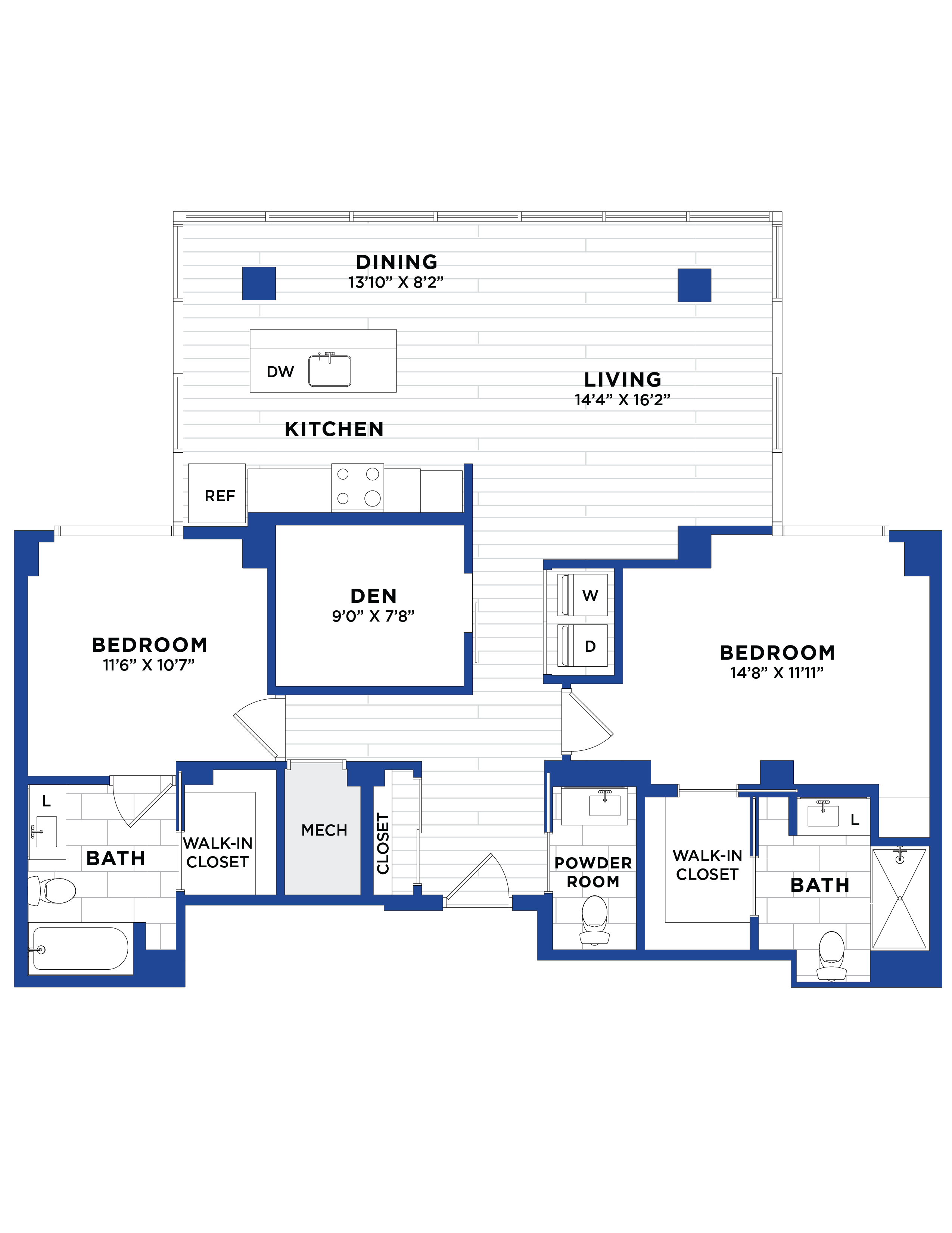 Apartment 2 Bed/2.5 Bath Den-P5 floorplan