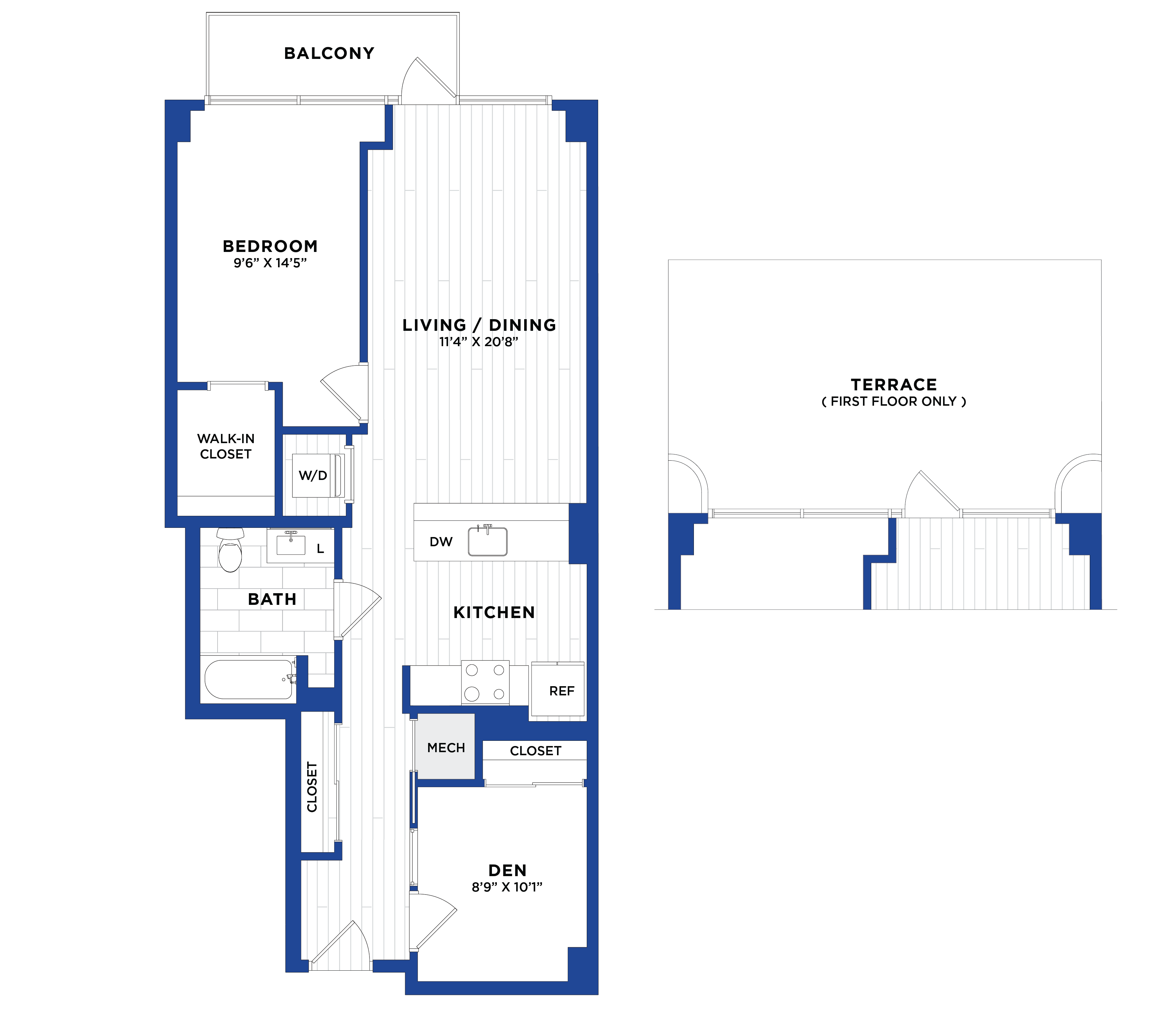Apartment 1 Bed/1 Bath Den-P6 floorplan