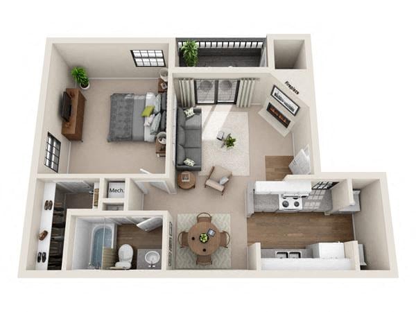 1 Bedroom floor plan