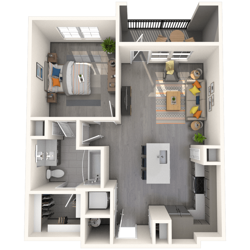 A2 1X1 744-760 SF floor plan