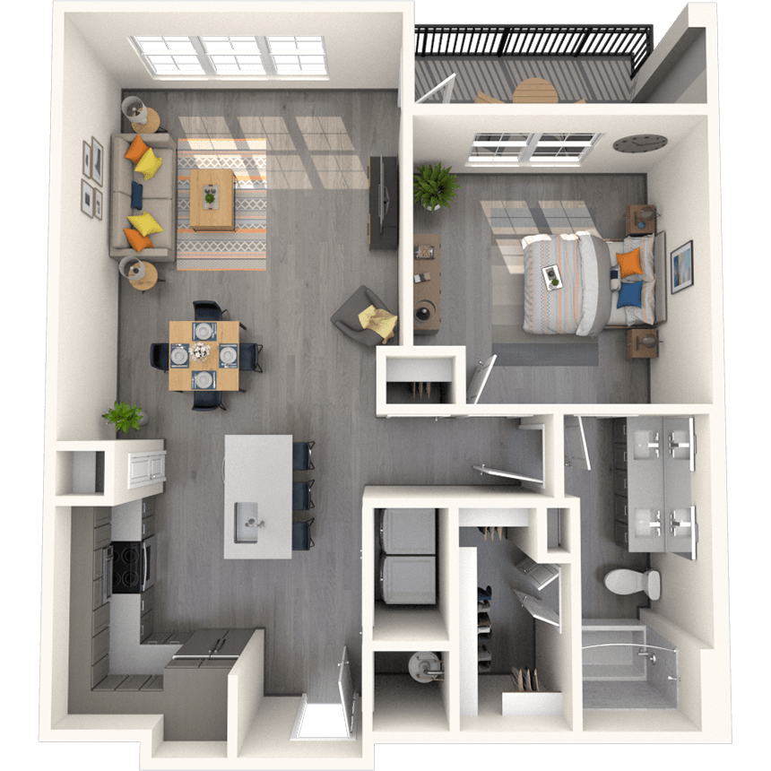 A3 1X1 825-846 SF floor plan