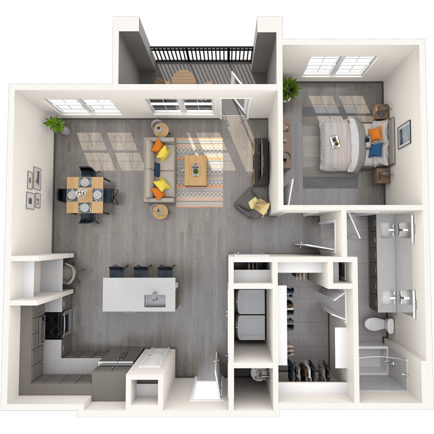 A4 1X1 970 SF floor plan