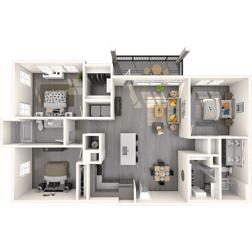 C1 3x2 1423 SF floor plan