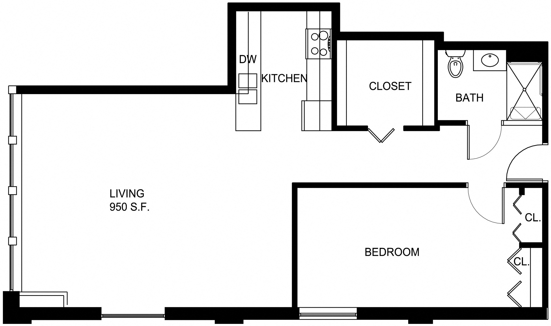 Floorplan for Apartment #P330, 1 bedroom unit at Halstead Providence