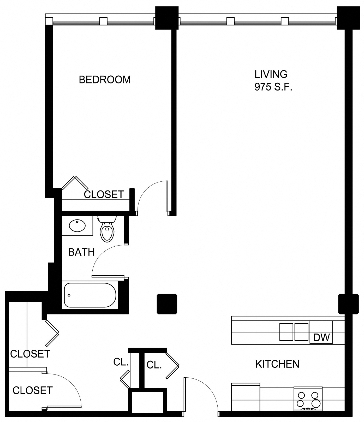 Floorplan for Apartment #P215, 1 bedroom unit at Halstead Providence
