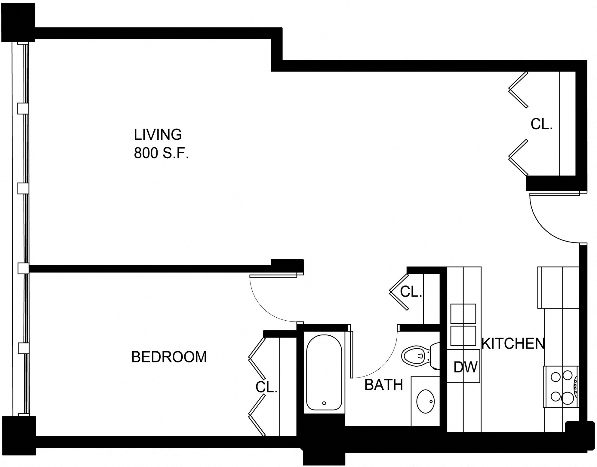 Floorplan for Apartment #P307, 1 bedroom unit at Halstead Providence
