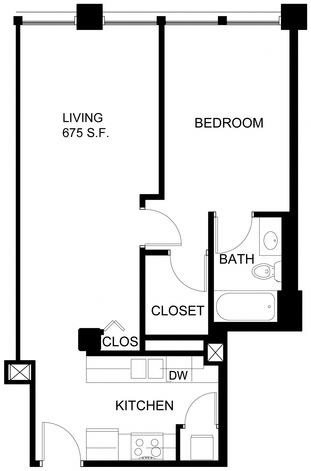 Floorplan for Apartment #P629B, 1 bedroom unit at Halstead Providence