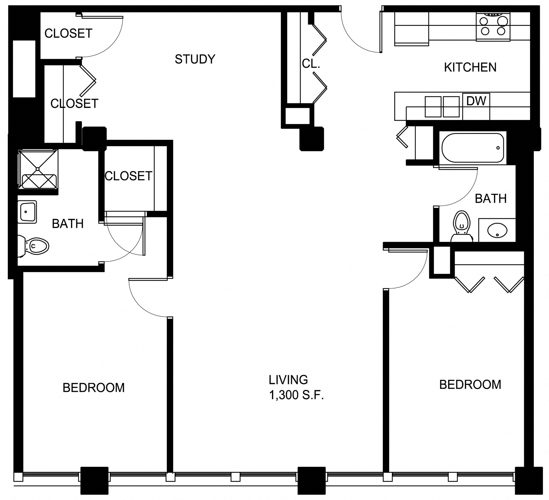 Floorplan for Apartment #P411, 2 bedroom unit at Halstead Providence