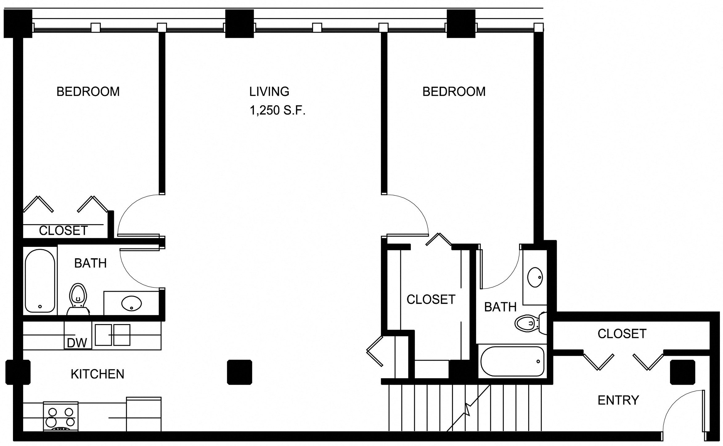 Floorplan for Apartment #P135, 2 bedroom unit at Halstead Providence