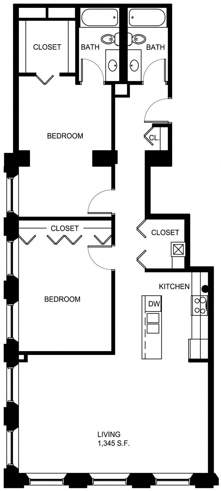 Floorplan for Apartment #P445, 2 bedroom unit at Halstead Providence