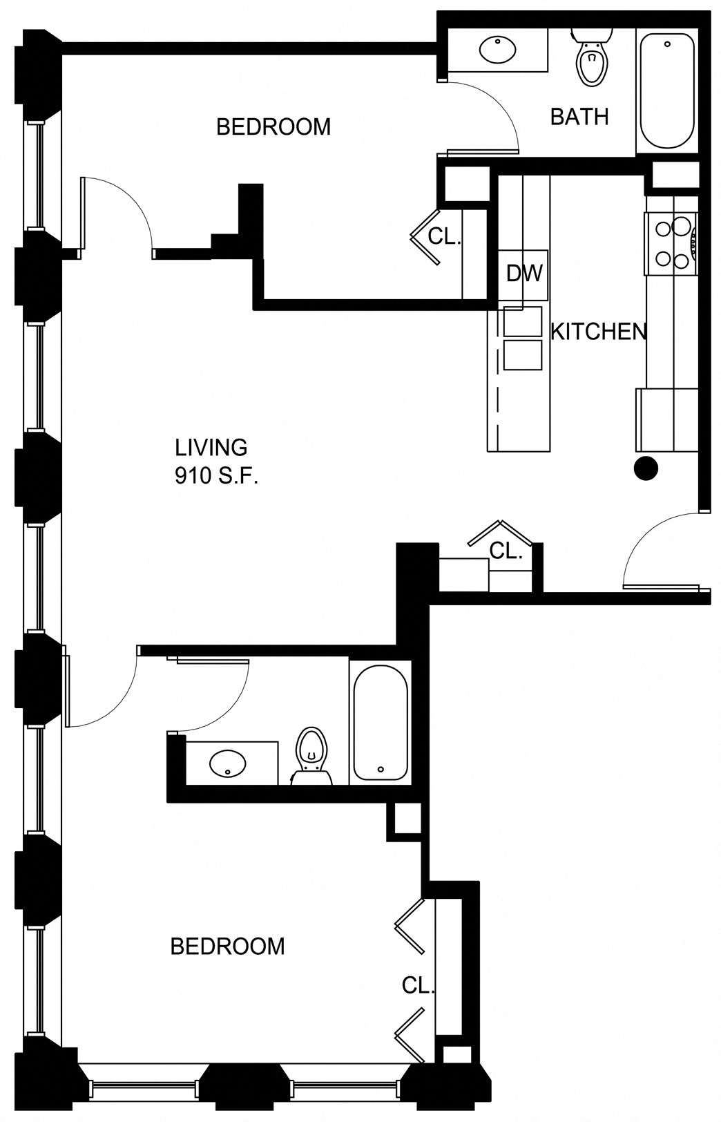 Floorplan for Apartment #P355, 2 bedroom unit at Halstead Providence