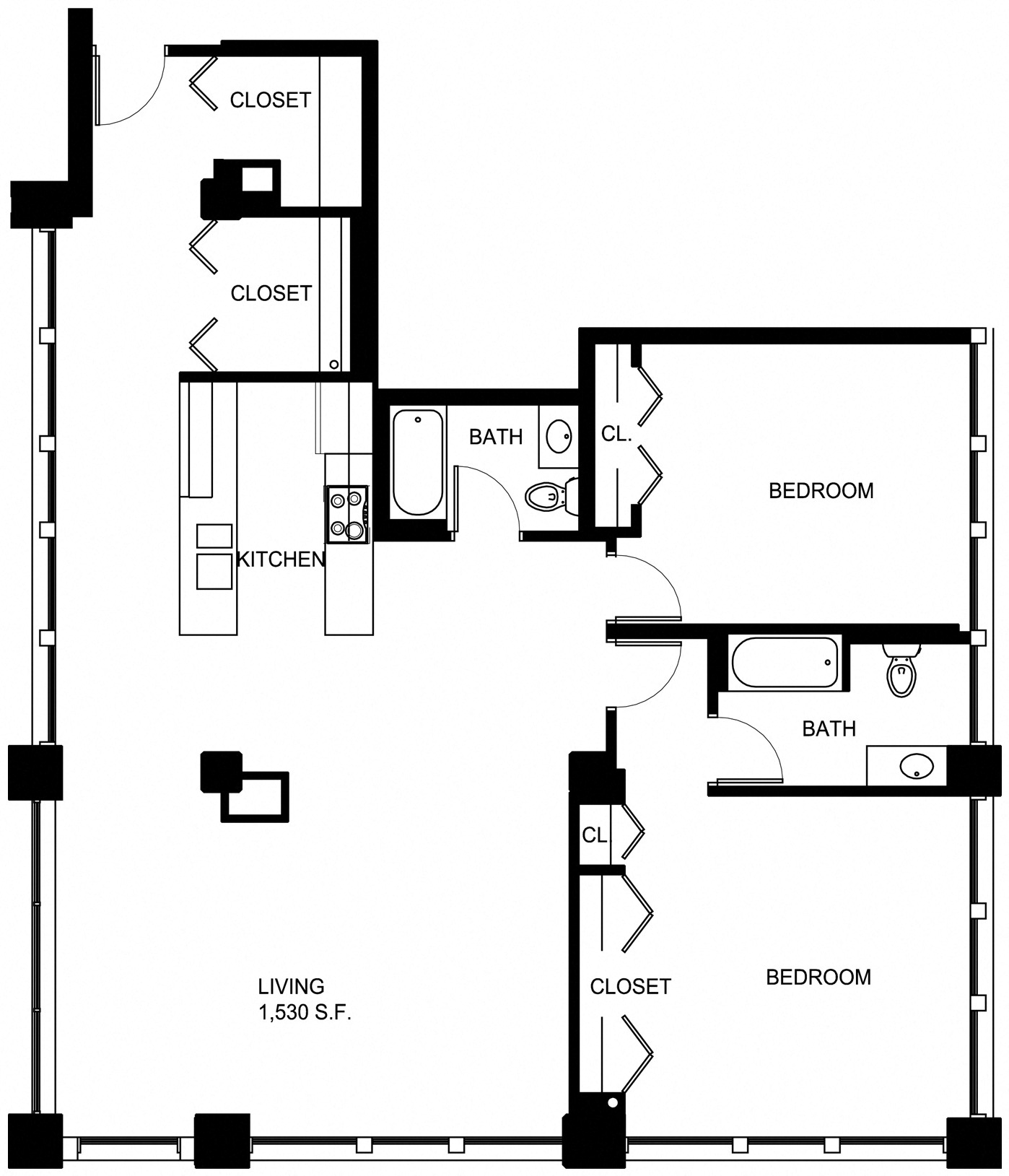 Floorplan for Apartment #P522, 2 bedroom unit at Halstead Providence