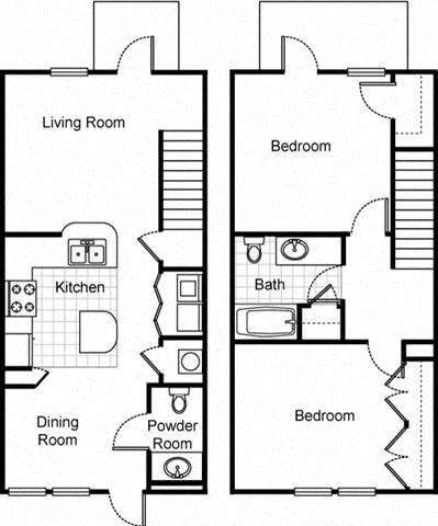2bedroom 2.5 bath 2D towhnome floorplan_Northpark at Scott Carver Apartments Miami, FL 2bedroom 2.5 bath 2D towhnome floorplan_Northpark at Scott Carver Apartments Miami, FL