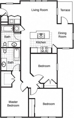 Northpark at 3bedroom 2bath 2D floorplan at Northpark at Scott Carver Apartments Miami, FLScott Carver Apartments Floor Plan 3bedroom 2bath 2D floorplan_Northpark at Scott Carver Apartments Miami, FL