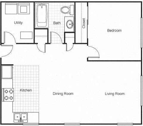 1 Bedroom 1 Bath 2D Floorplan 1 Bedroom 1 Bath 2D Floorplan-Faubourg Lafitte, New Orleans