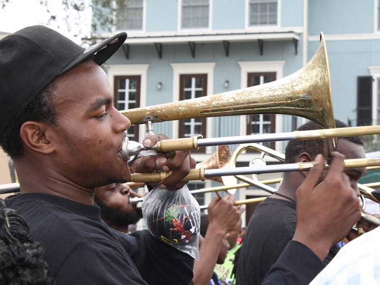 Men playing trumpets in the streets_Lafitte,New Orleans, LA