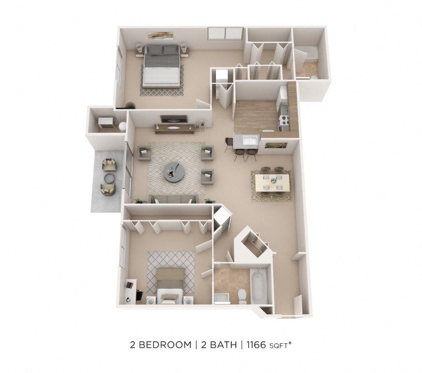 Two Bedroom 2 Bath floor plan