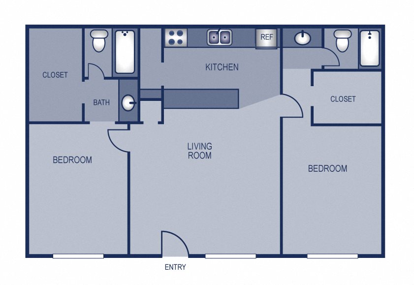 2 Bedroom 2 Bathroom B Floor plan 2 Bedroom 2 Bathroom B Floor plan at Solaris, Austin, TX, 78741