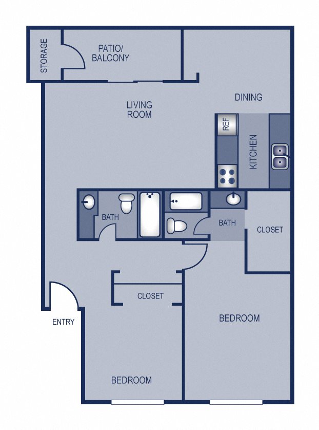 2 Bedroom 2 Bathroom C Floor plan 2 Bedroom 2 Bathroom C Floor plan at Solaris, Austin