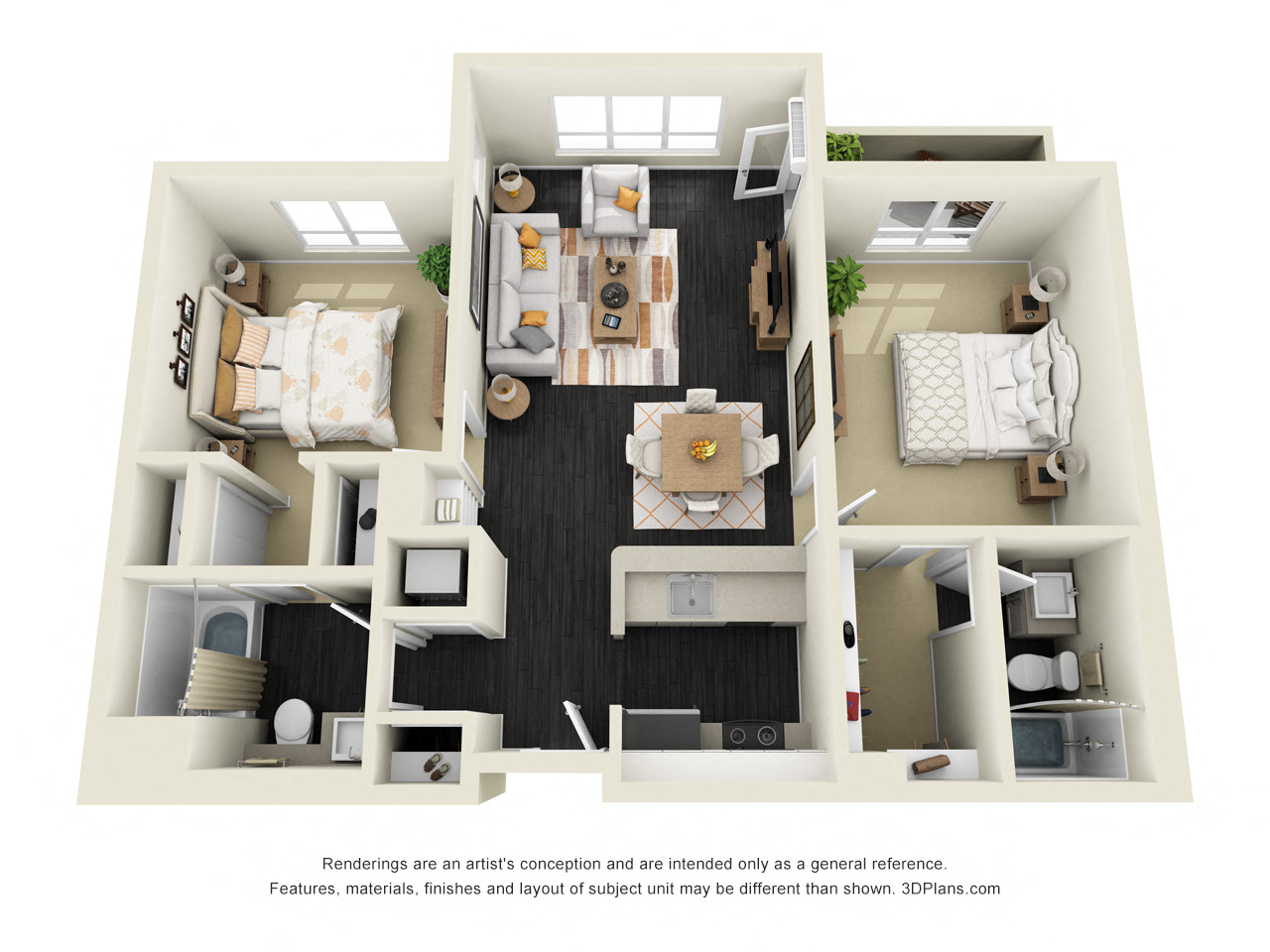 2x2 989 sq. ft. Harrison
