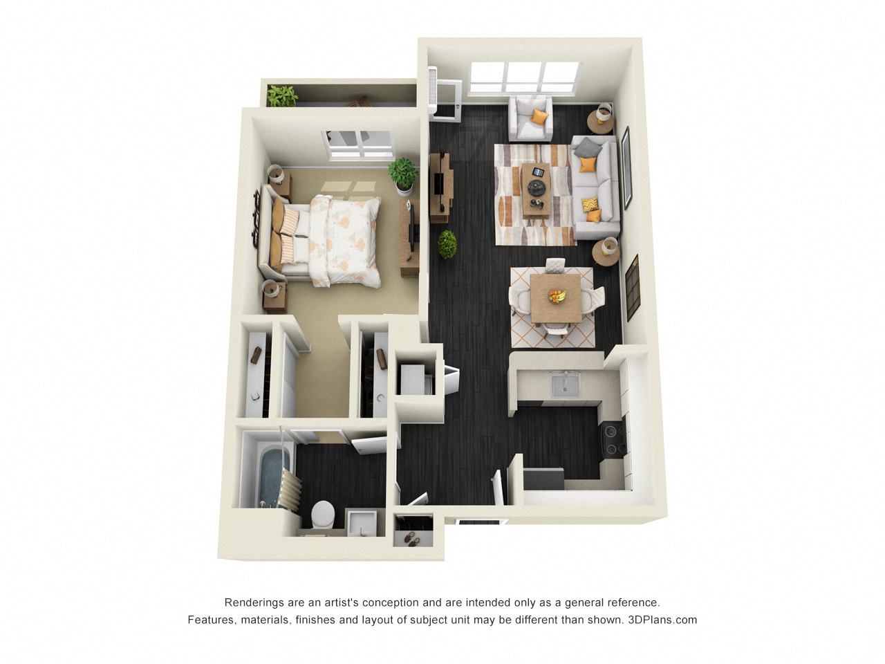 1x1 755 sq. ft. Madison