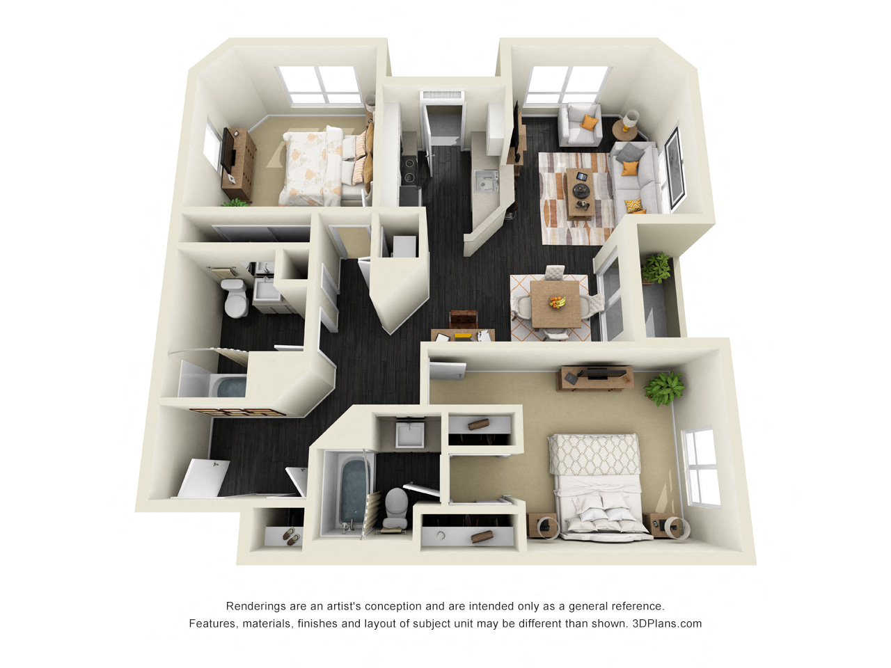 2x2 1031 sq. ft. Pettygrove