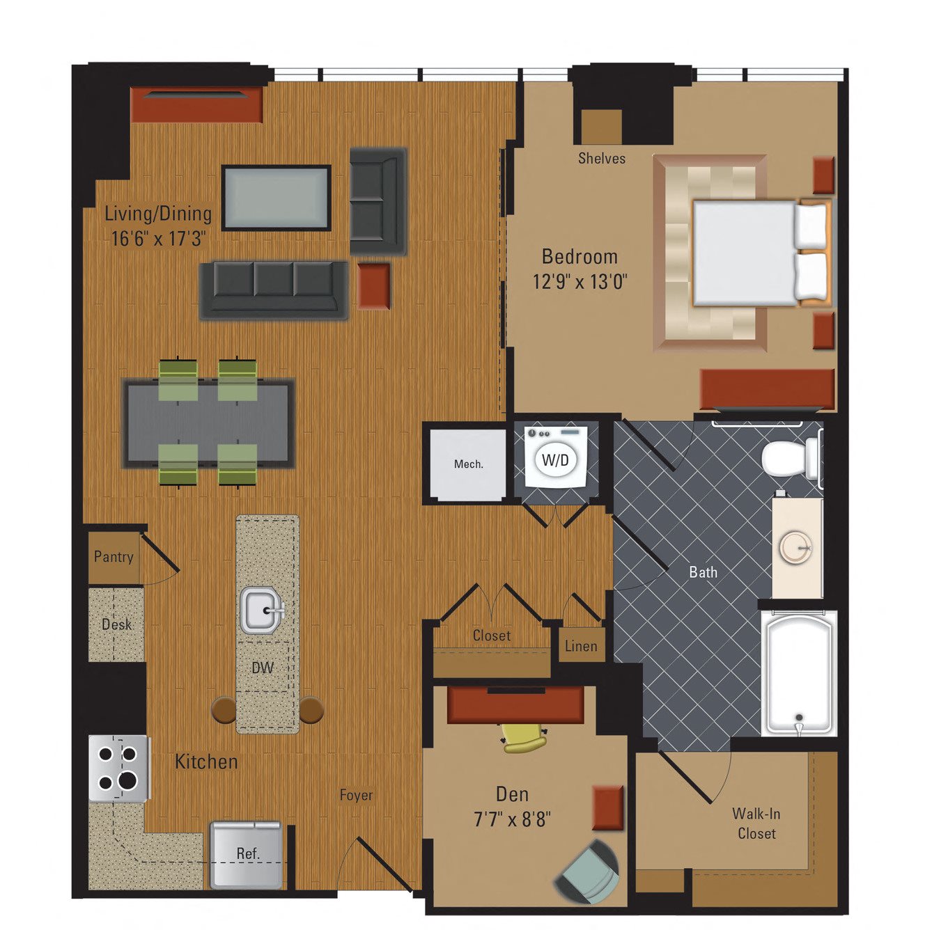 1BR+Den