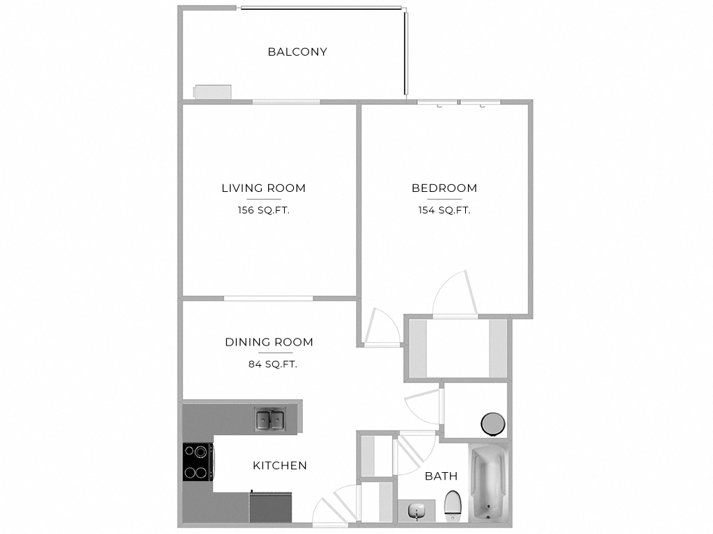 Floorplan for Apartment #250VW-25, 1 bedroom unit at Halstead Countryside