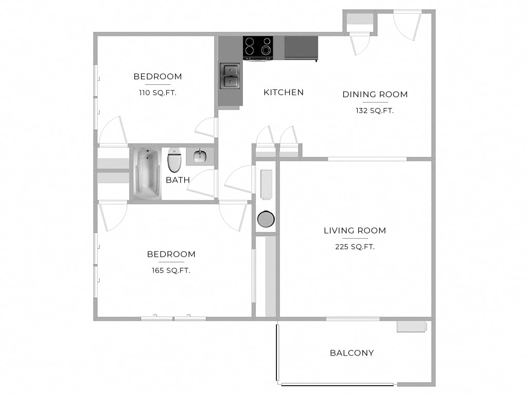 Floorplan for Apartment #015VW-23, 2 bedroom unit at Halstead Countryside