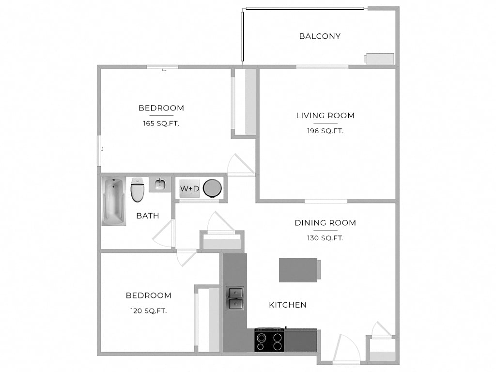 Floorplan for Apartment #265VW-12, 2 bedroom unit at Halstead Countryside