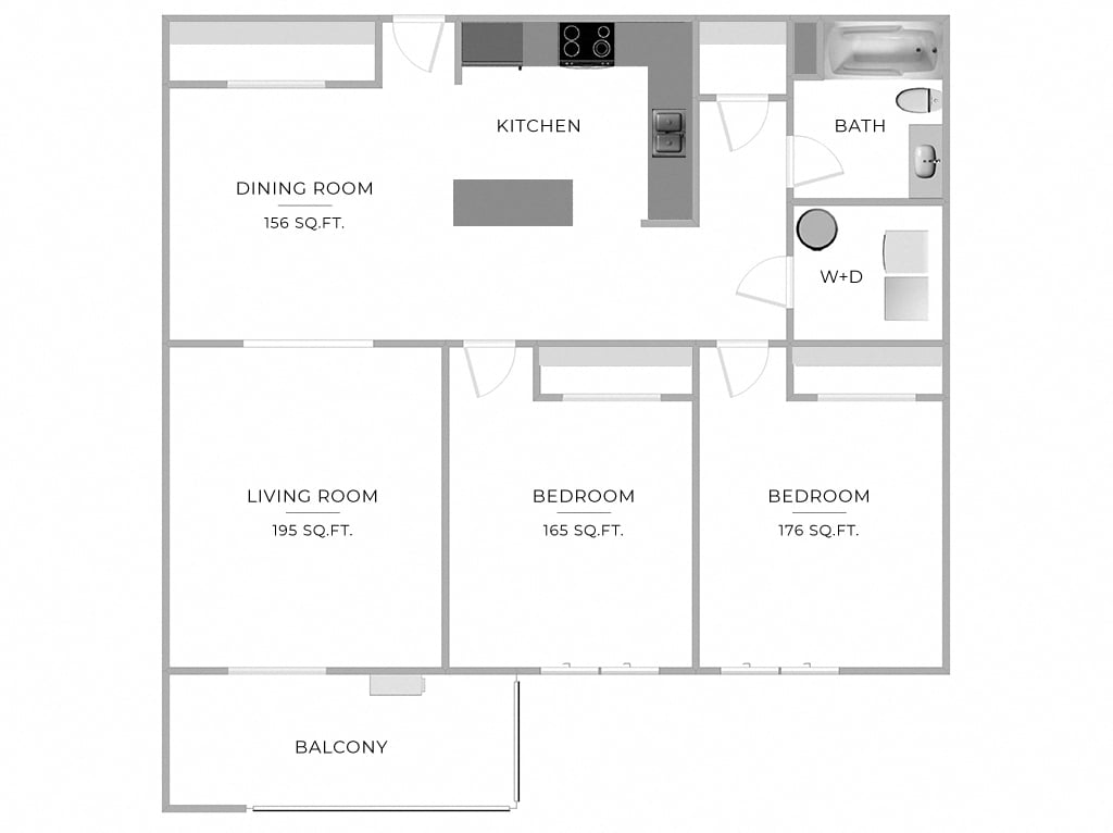 Floorplan for Apartment #367MA-09, 2 bedroom unit at Halstead Countryside