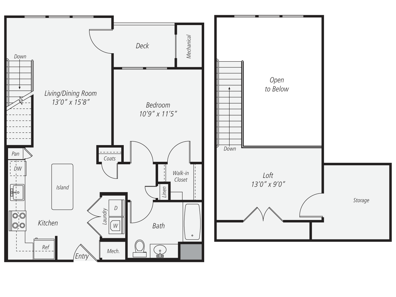 Floorplan for Apartment #457, 1 bedroom unit at Halstead Norwalk