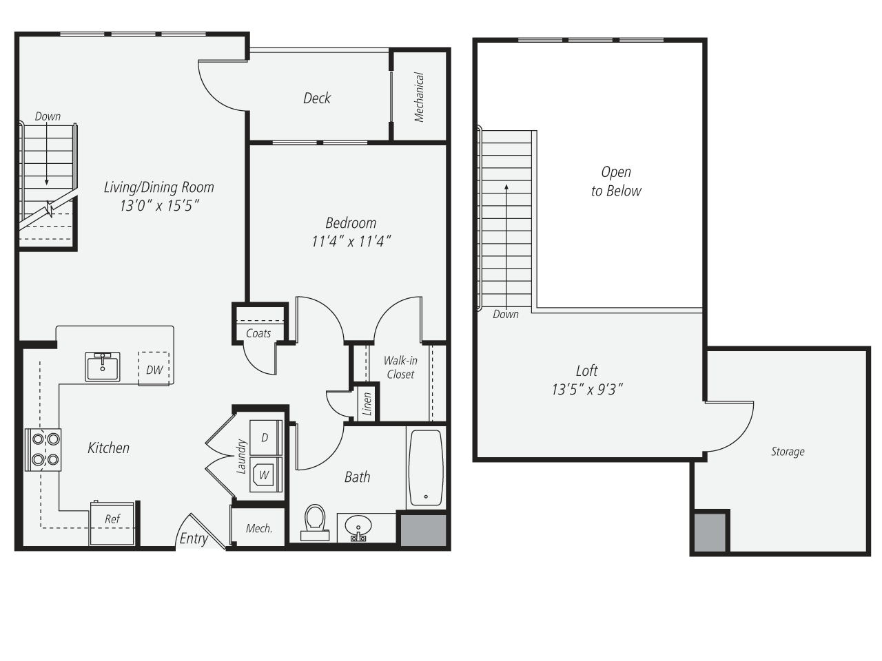 Floorplan for Apartment #418, 1 bedroom unit at Halstead Norwalk