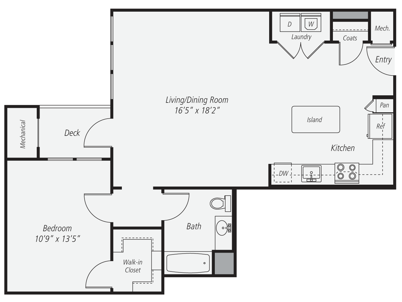 Floorplan for Apartment #147, 1 bedroom unit at Halstead Norwalk