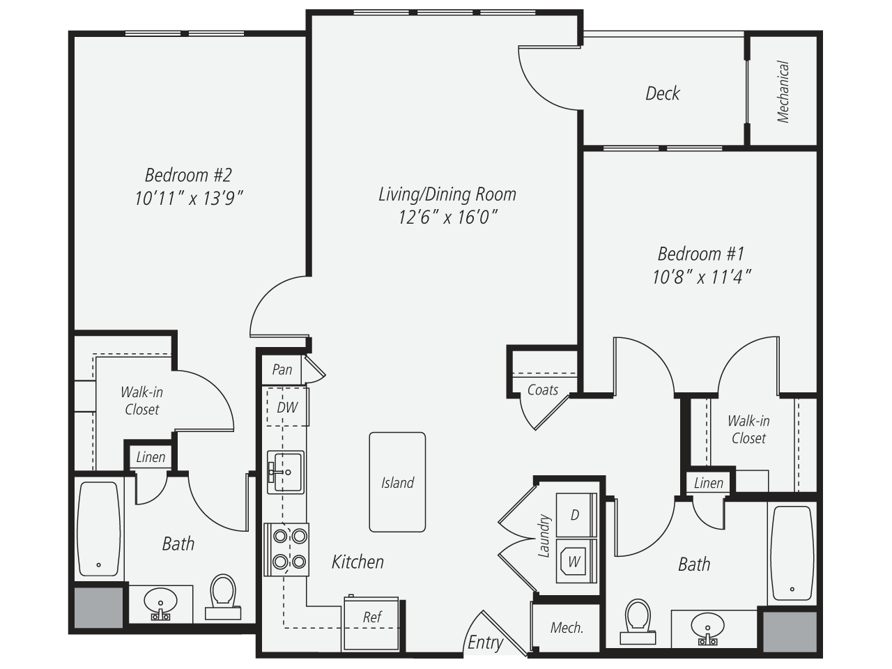 Floorplan for Apartment #245, 2 bedroom unit at Halstead Norwalk