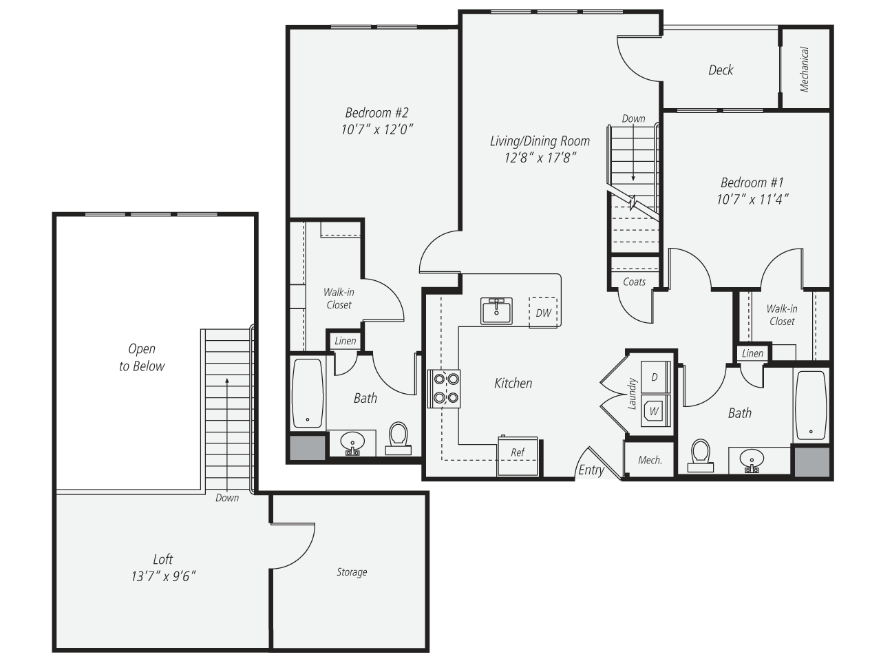 Floorplan for Apartment #415, 2 bedroom unit at Halstead Norwalk