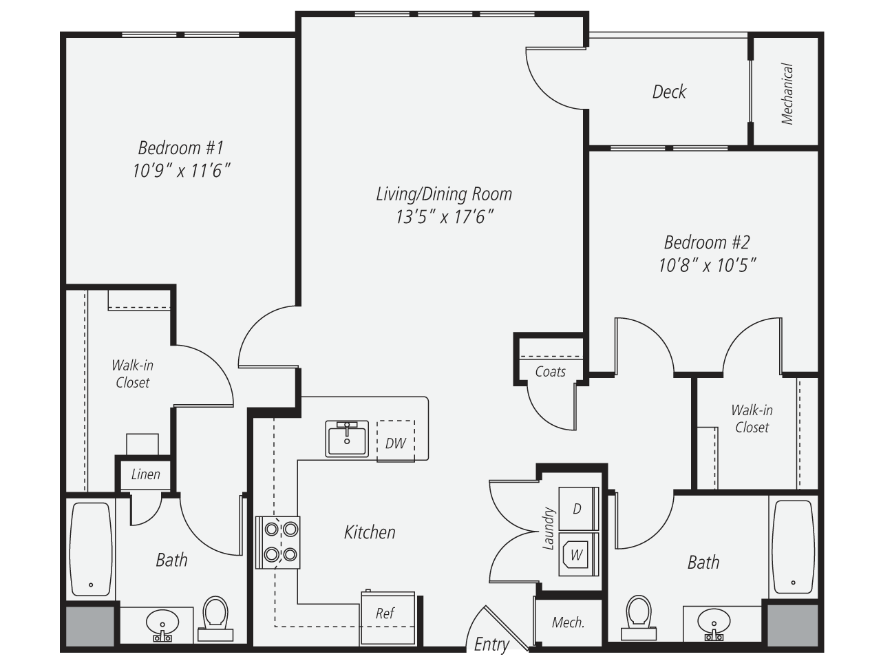 Floorplan for Apartment #362, 2 bedroom unit at Halstead Norwalk
