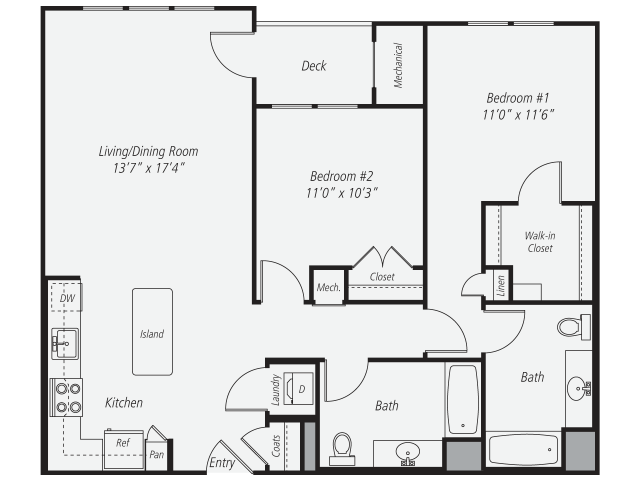 Floorplan for Apartment #305, 2 bedroom unit at Halstead Norwalk