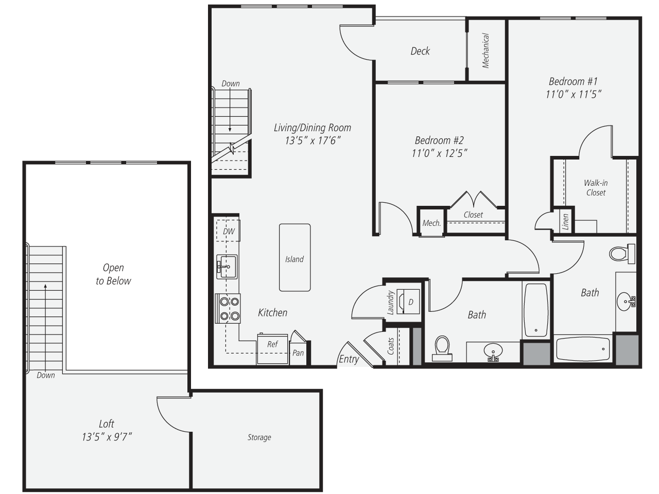 Floorplan for Apartment #405, 2 bedroom unit at Halstead Norwalk