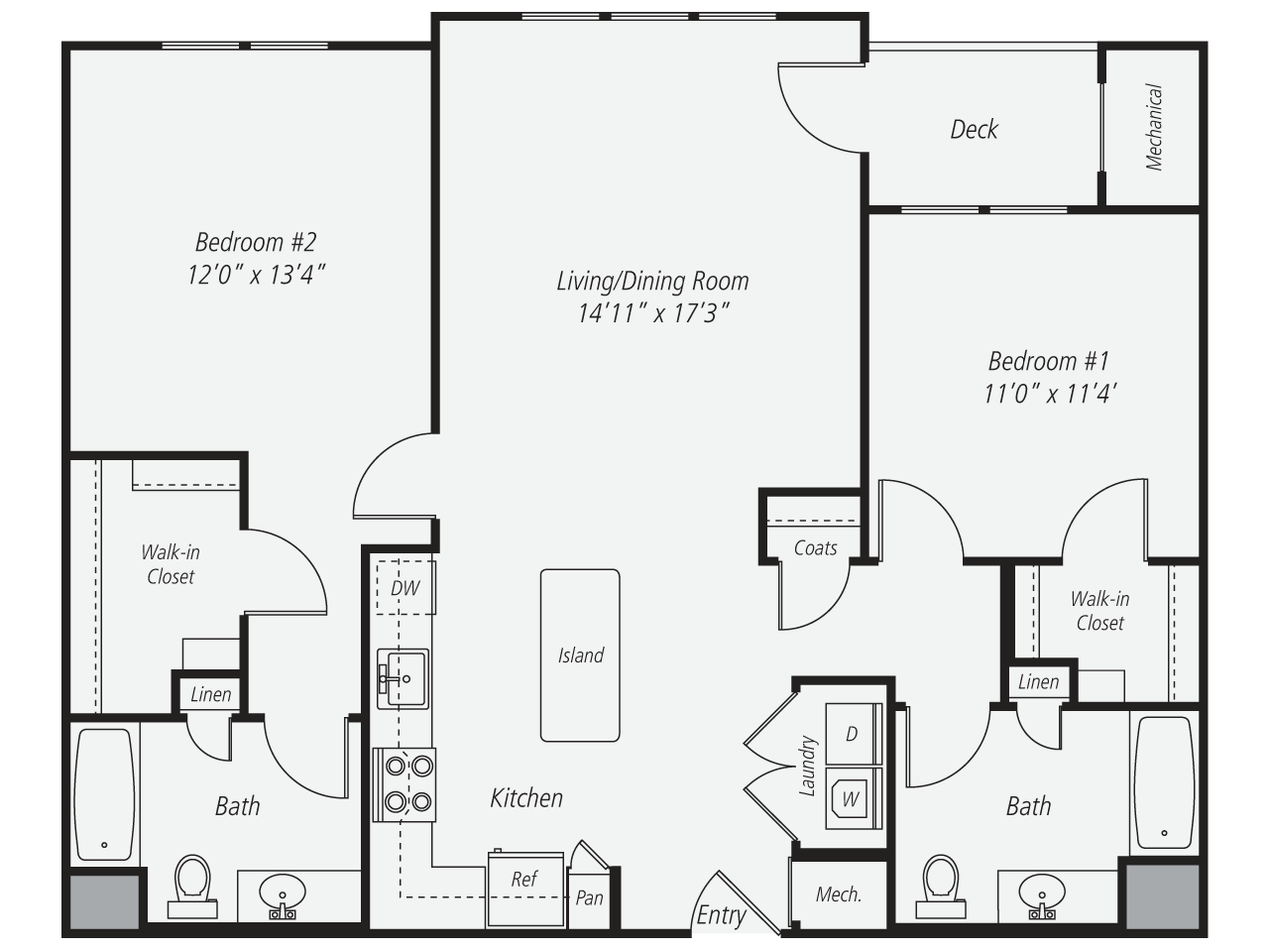 Floorplan for Apartment #304, 2 bedroom unit at Halstead Norwalk