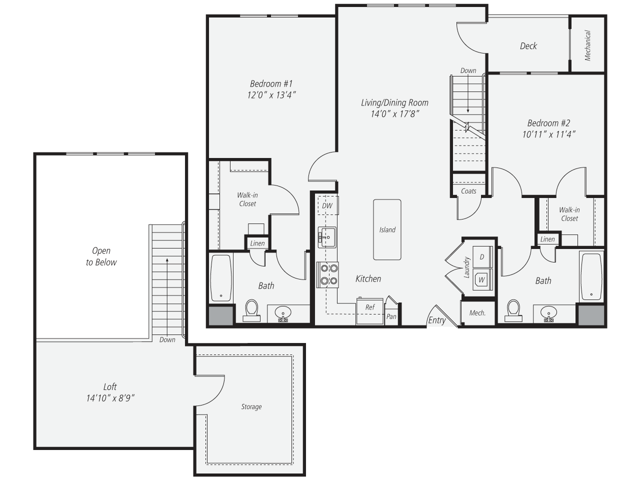 Floorplan for Apartment #404, 2 bedroom unit at Halstead Norwalk