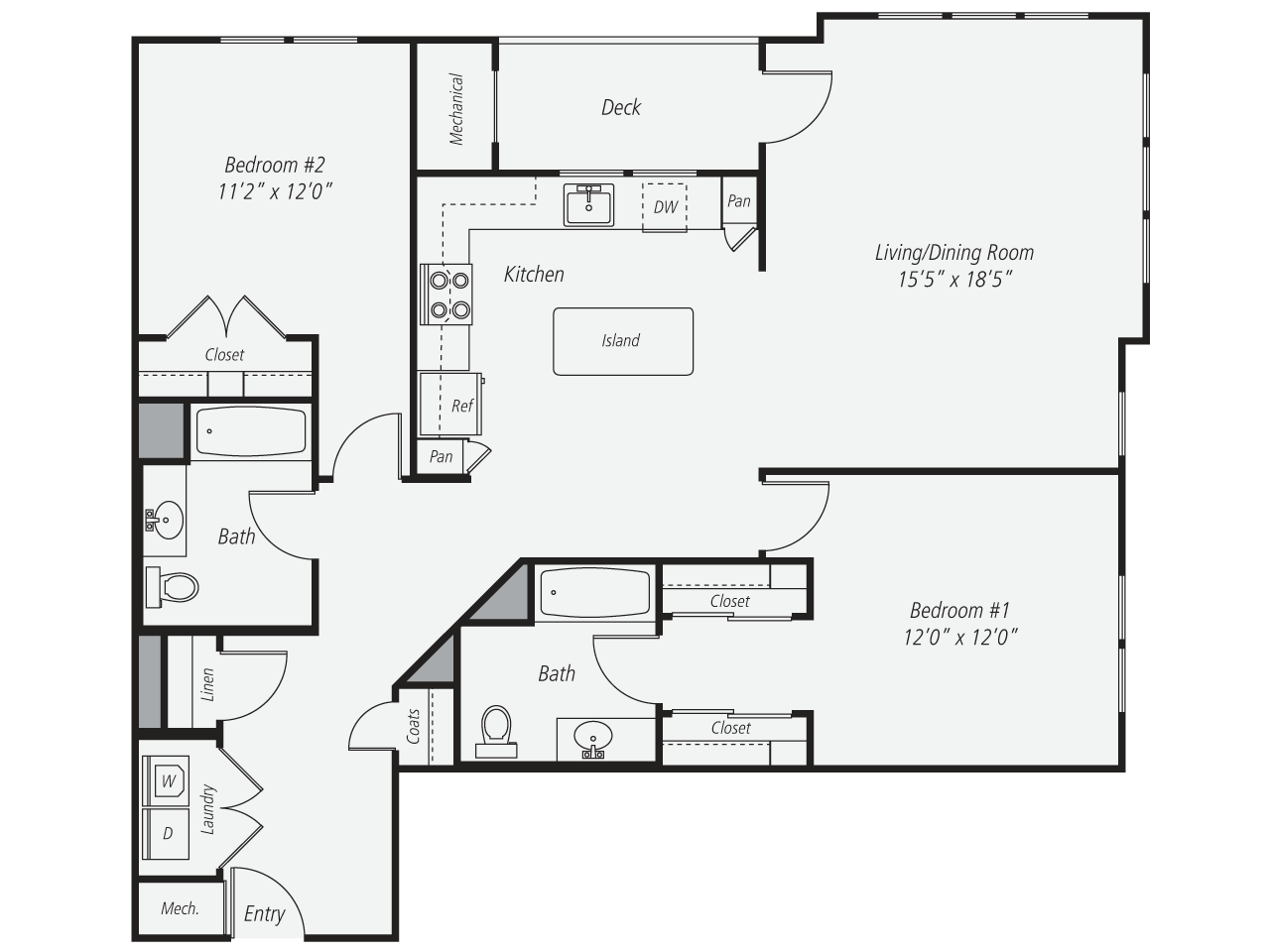 Floorplan for Apartment #265, 2 bedroom unit at Halstead Norwalk