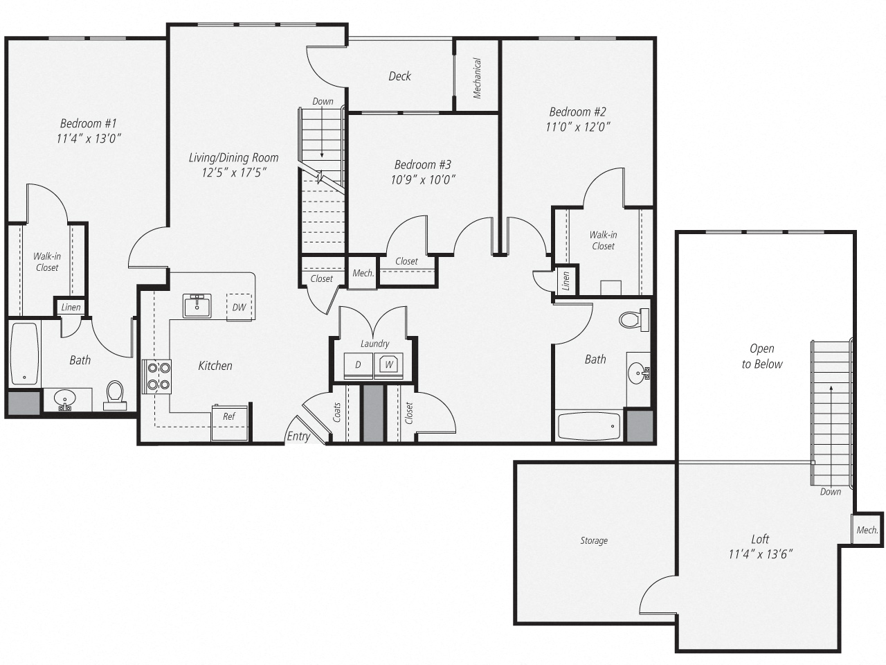 Floorplan for Apartment #414, 3 bedroom unit at Halstead Norwalk