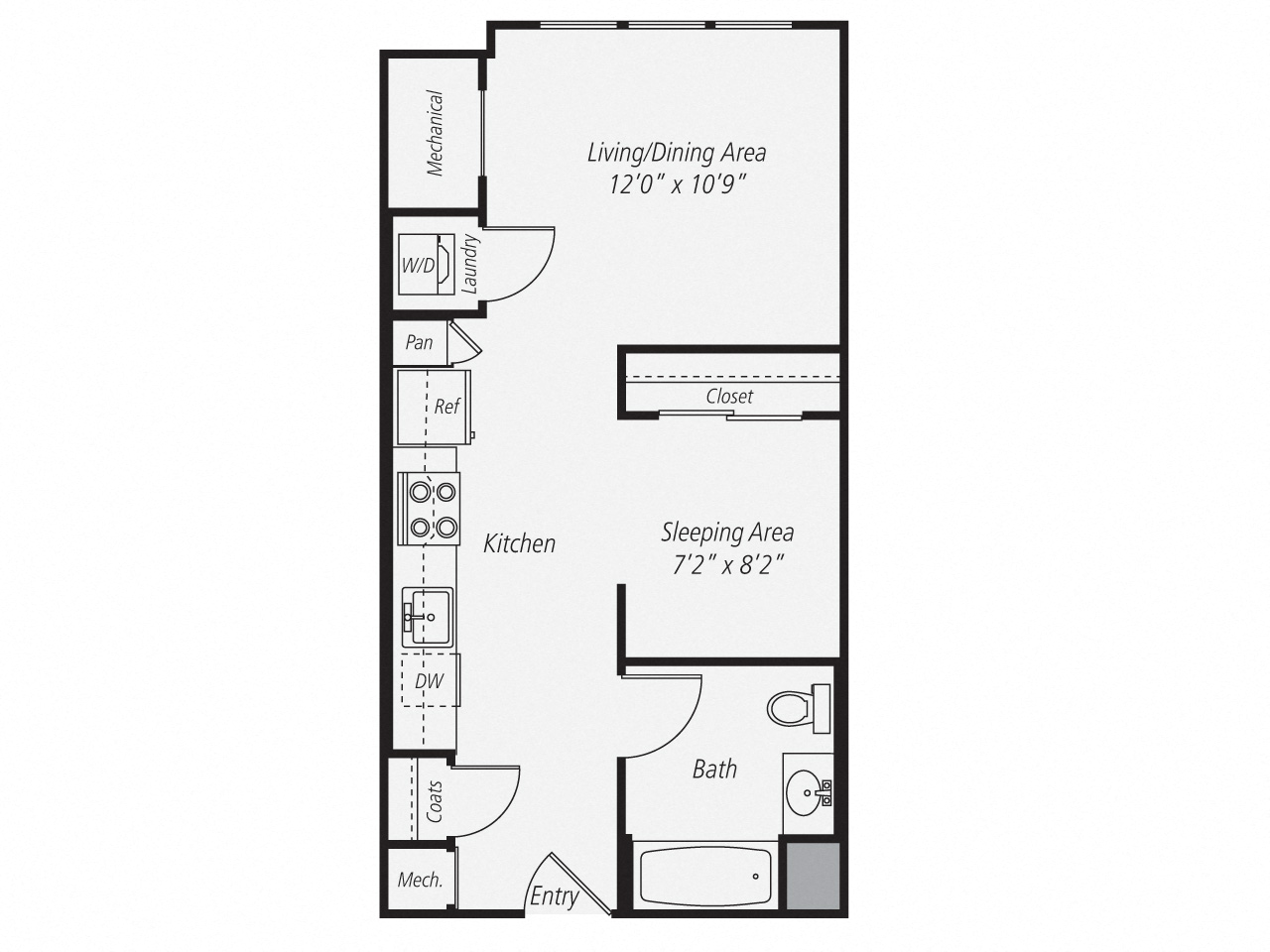 Floorplan for Apartment #325, 0 bedroom unit at Halstead Norwalk