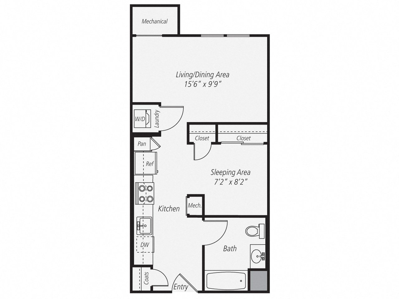 Floorplan for Apartment #235, 0 bedroom unit at Halstead Norwalk