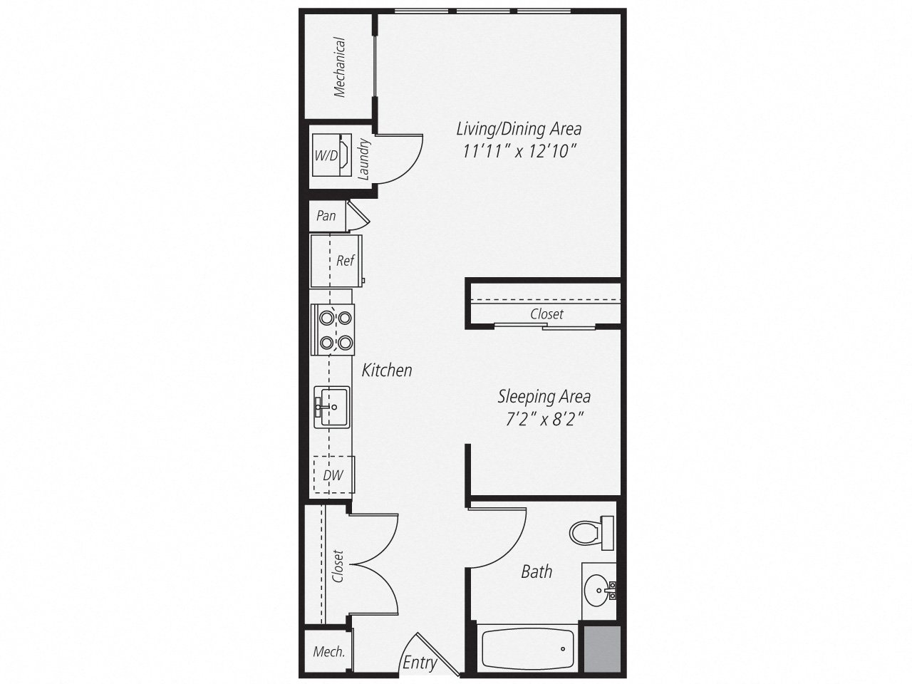 Floorplan for Apartment #332, 0 bedroom unit at Halstead Norwalk